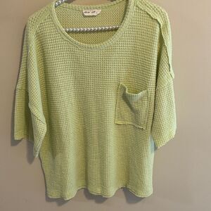 New in Neon Lime waffle knit blouse size large